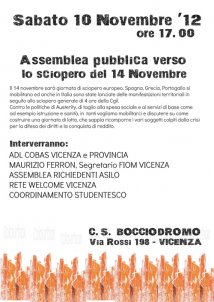 Vicenza- Assemblea pubblica verso 14 novembre- #occupyeurope