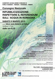 Convegno nazionale - Ripubblicizzazione: rispettare il referendum sull'acqua in Romagna