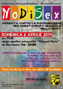 Rimini - 6 Aprile Giornata contro le discriminazioni per orientamento sessuale nello sport al "Campo Clément Meric Zona Antifa"