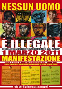 Napoli - Primo Marzo - Giornata internazionale contro l'apartheid e lo sfruttamento degli immigrati