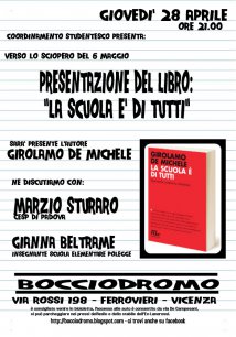 Vicenza - Presentazione del libro "La scuola è di tutti" di Girolamo De Michele