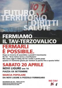 No Terzo Valico - Sabato 20 Aprile marcia popolare da Novi Ligure a Pozzolo Formigaro