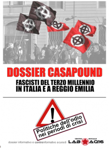 Copertina dossier CasaPound Reggio Emilia