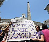 Protesta a Roma dei cittadini dell'Aquila