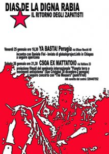 Perugia - 25 e 26 gennaio "Dias de la Digna Rabia: il ritorno degli zapatisti"