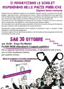 Rimini - Flash Mob: privatizzano le scuole? Rispondiamo nelle piazze pubbliche