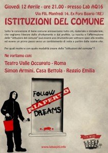 Reggio Emilia - incontro con Teatro Valle e Casa Bettola