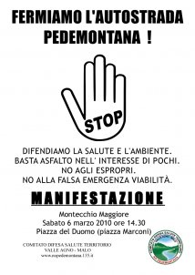 Montecchio Maggiore (Vi) - 6 Marzo manifestazione contro la pedemontana