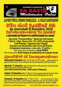 Apre la sede dell'Associazione Ya Basta! a Roma in via dei Latini 30 