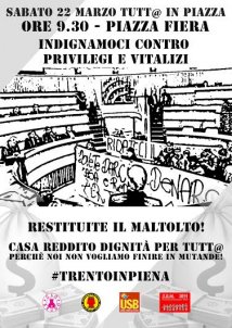 Trento 22.03.2014 - In piazza contro privilegi e vitalizi, la primavera sta arrivando!